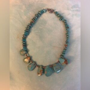 Chunky torquiose necklace Navajo piece with silver accents